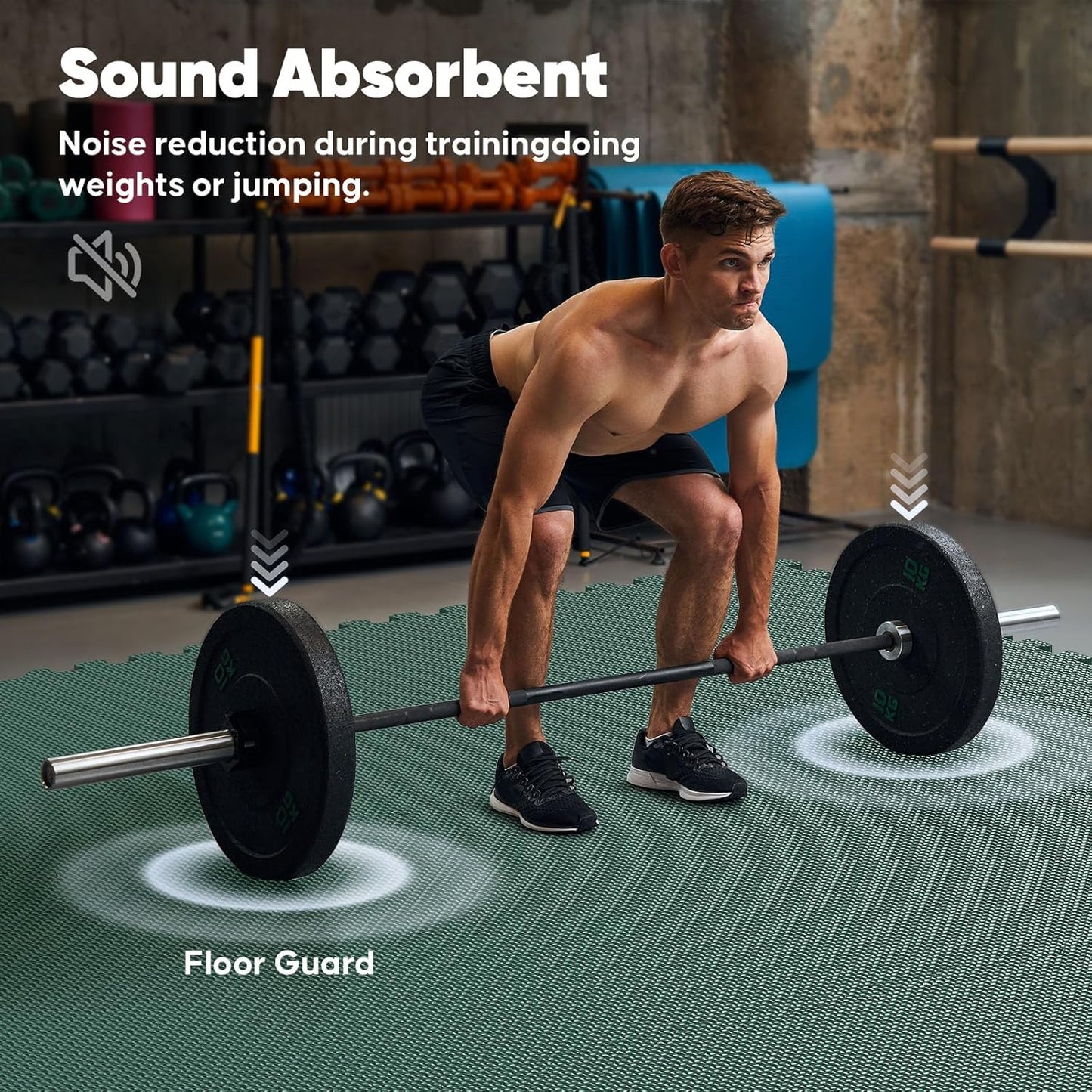 Home Gym Mat, Puzzle Exercise Mat, EVA Interlocking Foam Floor Tiles for Home Workout Equipment and Kids' Play Areas - Blue, 24 in x 24 in x ½ in - (Green, 32 Pack(128 SQ FT))