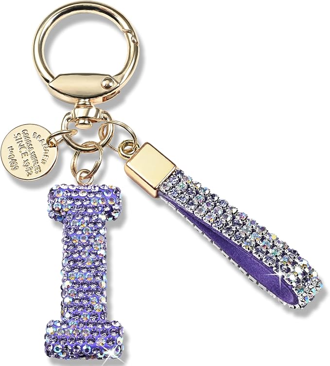 Pink Blue White Initial Letter Keychain Gift by JINGUAZI