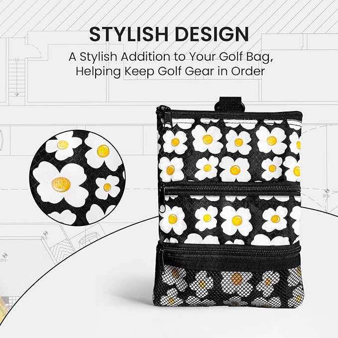 Golf Bag Accessories Valuables Pouch Bags Multi Pocket Zipper Hook - Image 6