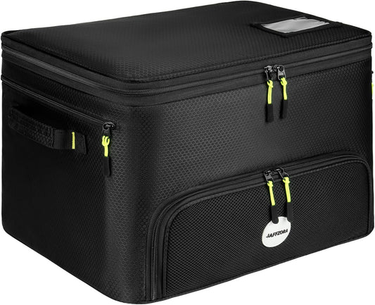Golf Trunk Organizer, 2 Layers Golf Accessories Bag for Men, Waterproof Car Golf Storage Organizer with Compartment for 2 Pairs of Shoes, Golf Gifts for Men Women, Black