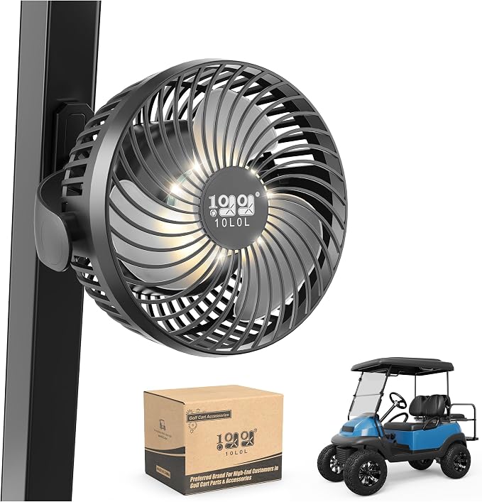 10L0L Golf Cart Fan with Magnetic Mount & 56Hrs Runtime - 8000mAh Battery by 10L0L
