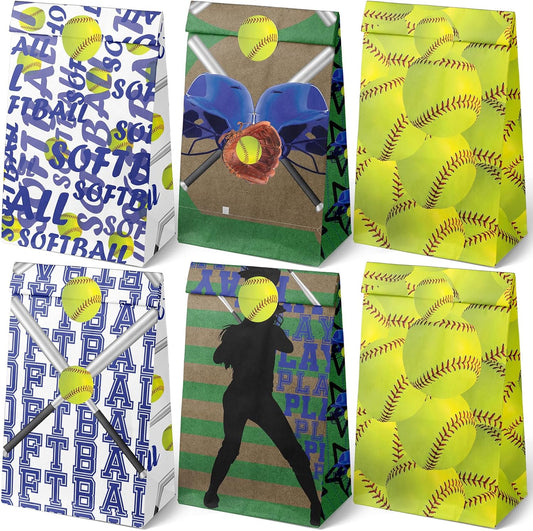 24 Softball Party Favor Bags with Stickers Softball Goodie Bags Softball Party Favors for Kids Softball Birthday Party Supplies