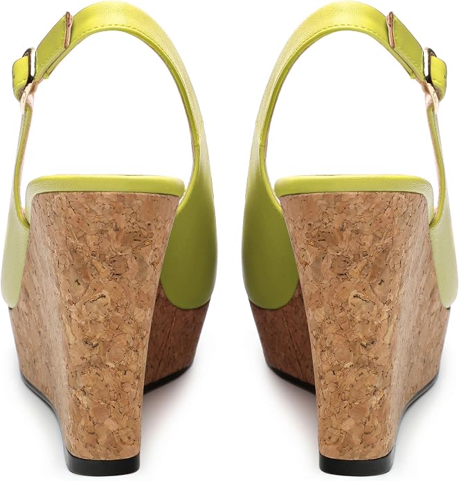 Womens Peep Toe Wedge Heels Matte Fashion Cork Slingback Pumps Platform Wedge - Image 4