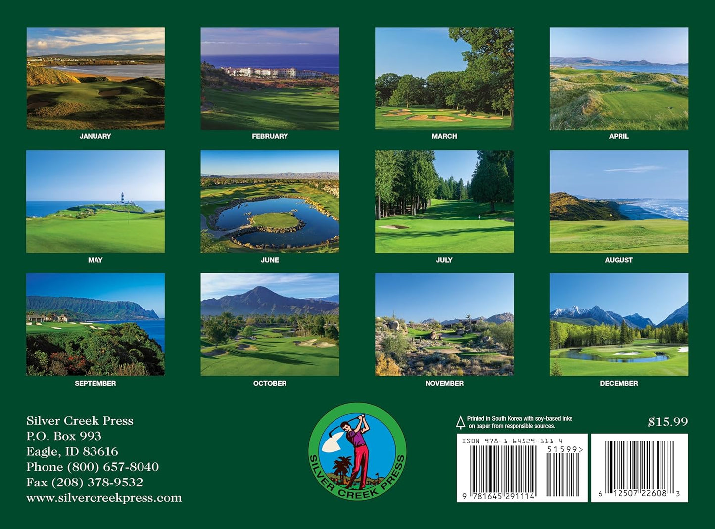 2026 Best of Golf Wall Calendar - Includes PGA (Majors) Tour Dates -13.5" x 20" Opened