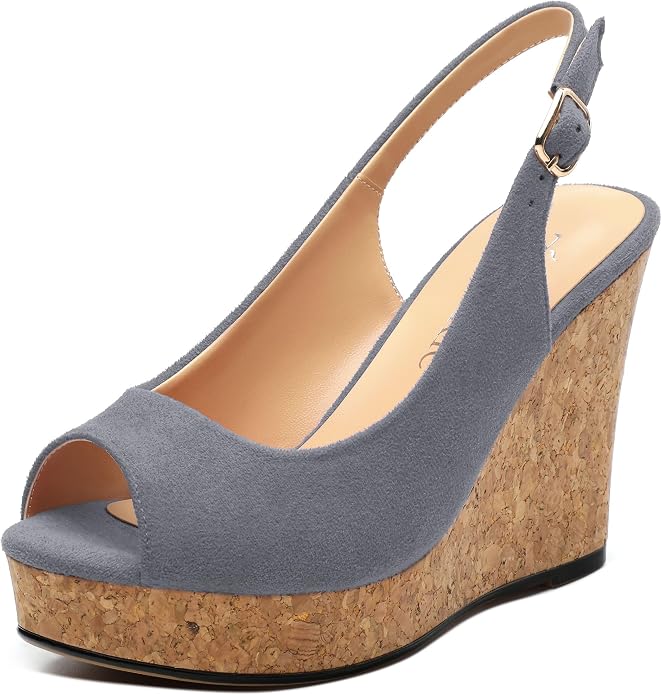 Womens Wedge Platform Sandals Peep Open Toe Slingback Buckle High Heel Dress by zasudxie