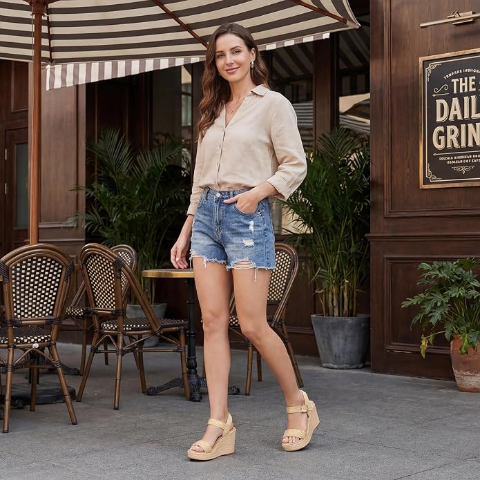 VICKI·VICKI Wedges for Women Platform Sandals Wedge Heels for Sandals - Image 2