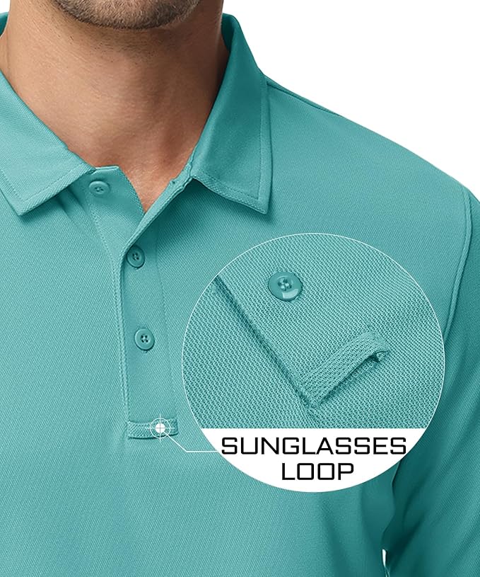 MAGCOMSEN Men's Polo Shirts 3 Button Quick Dry Performance Long Sleeve Tactical - Image 3
