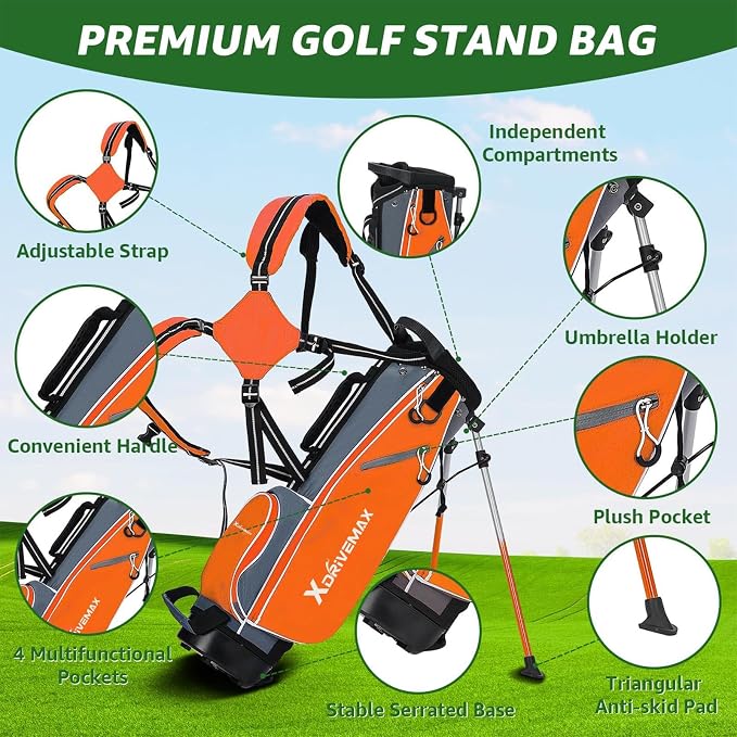 5/6 Pieces Kids Golf Club Set, Junior Golf Club Set Ages 4-12 Includes Stand Bag - Image 3