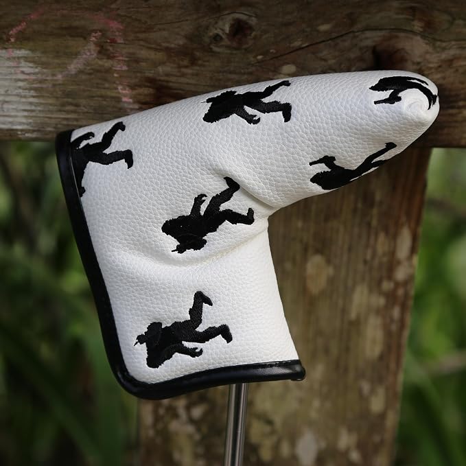 Golf Club Headcover, Premium Leather Embroidery Mallet Putter Cover Blade Head - Image 3