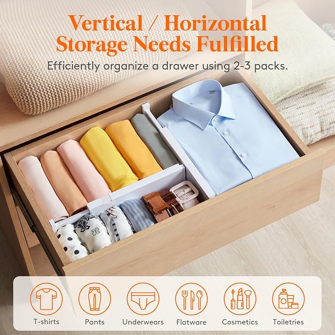 Lifewit 9 Pack Drawer Dividers 4" High, 11-17" Adjustable Drawer Organizers - Image 4