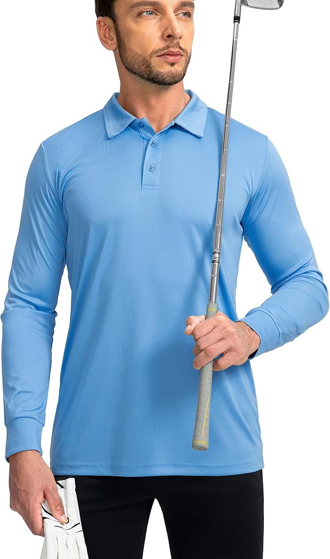 Men's Polo Shirt Long Sleeve Golf Shirts Lightweight UPF 50+ Sun Protection - Image 5