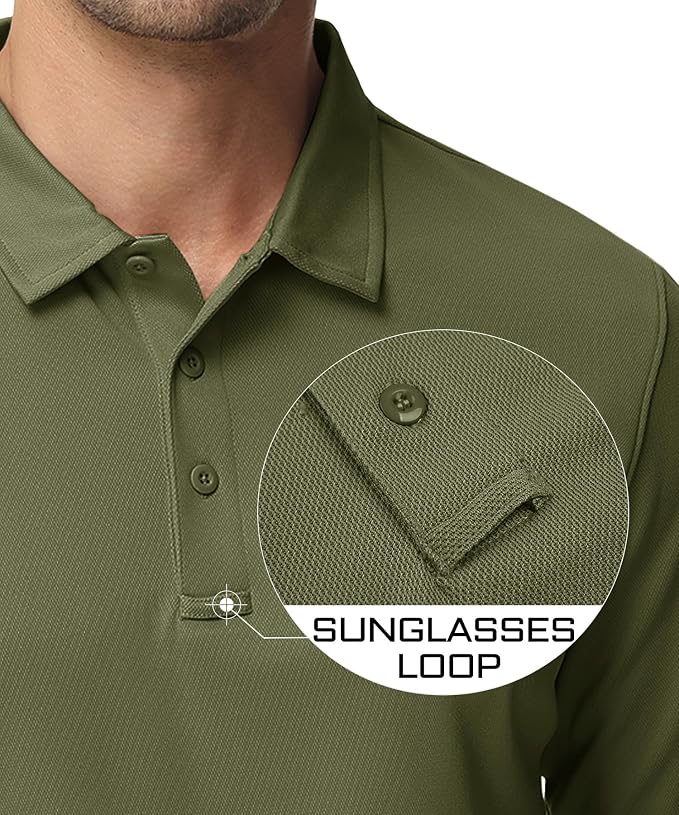 MAGCOMSEN Men's Polo Shirts 3 Button Quick Dry Performance Long Sleeve Tactical - Image 3