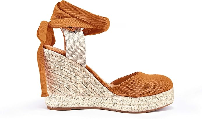FISACE Womens Summer Espadrille Heel Platform Wedge Sandals Ankle Buckle Strap - Image 4