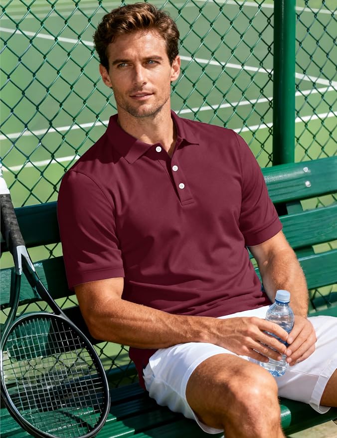 MAGCOMSEN Men's Polo Shirts 3 Buttons Casual Work T Shirts Quick Dry Short - Image 3