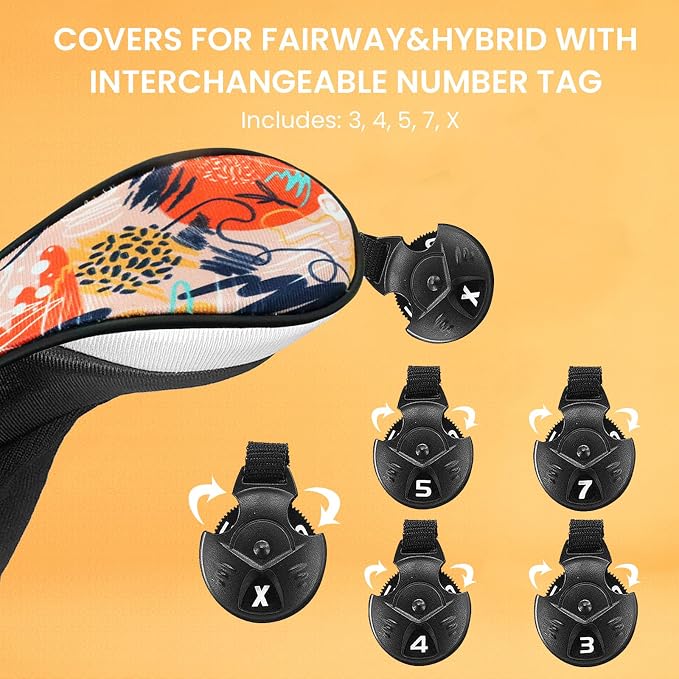 FINGER TEN Golf Club Head Covers Woods Hybrids 1/2/3/4 Pack, Headcovers Men - Image 4