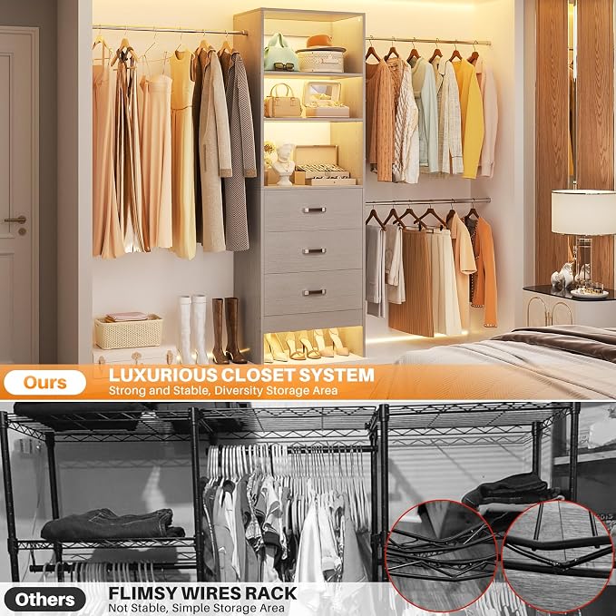 Homieasy 96 Inches Closet Organizer System, 8FT Customizable Walk In Closet - Image 7
