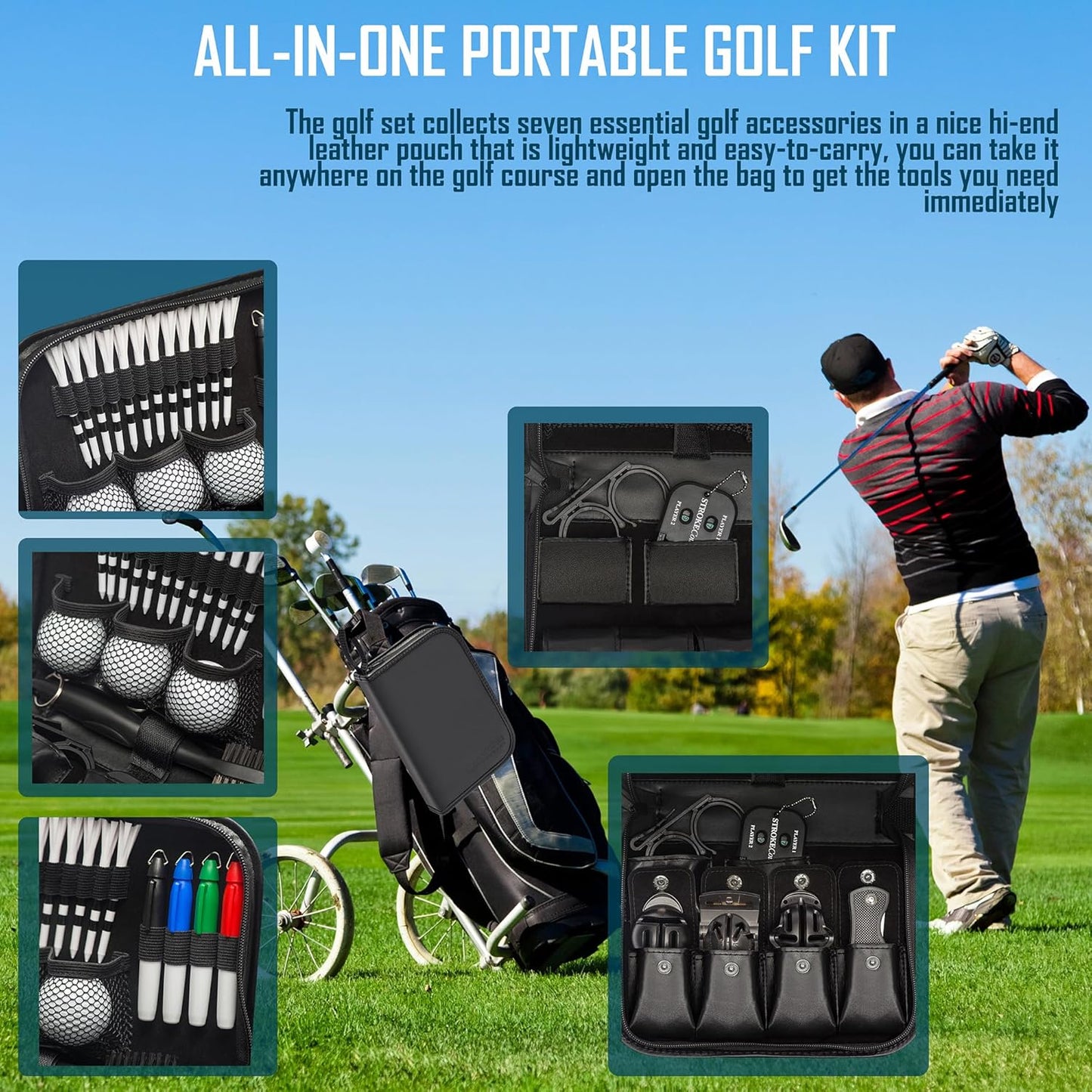 HIRQUITICKE Golf Gift Sets for Men & Women with Accessories Set & Case, Balls, Rangefinder, Tees, Brush, Multifunctional Divot Knife, Scorer, Ball Clamp