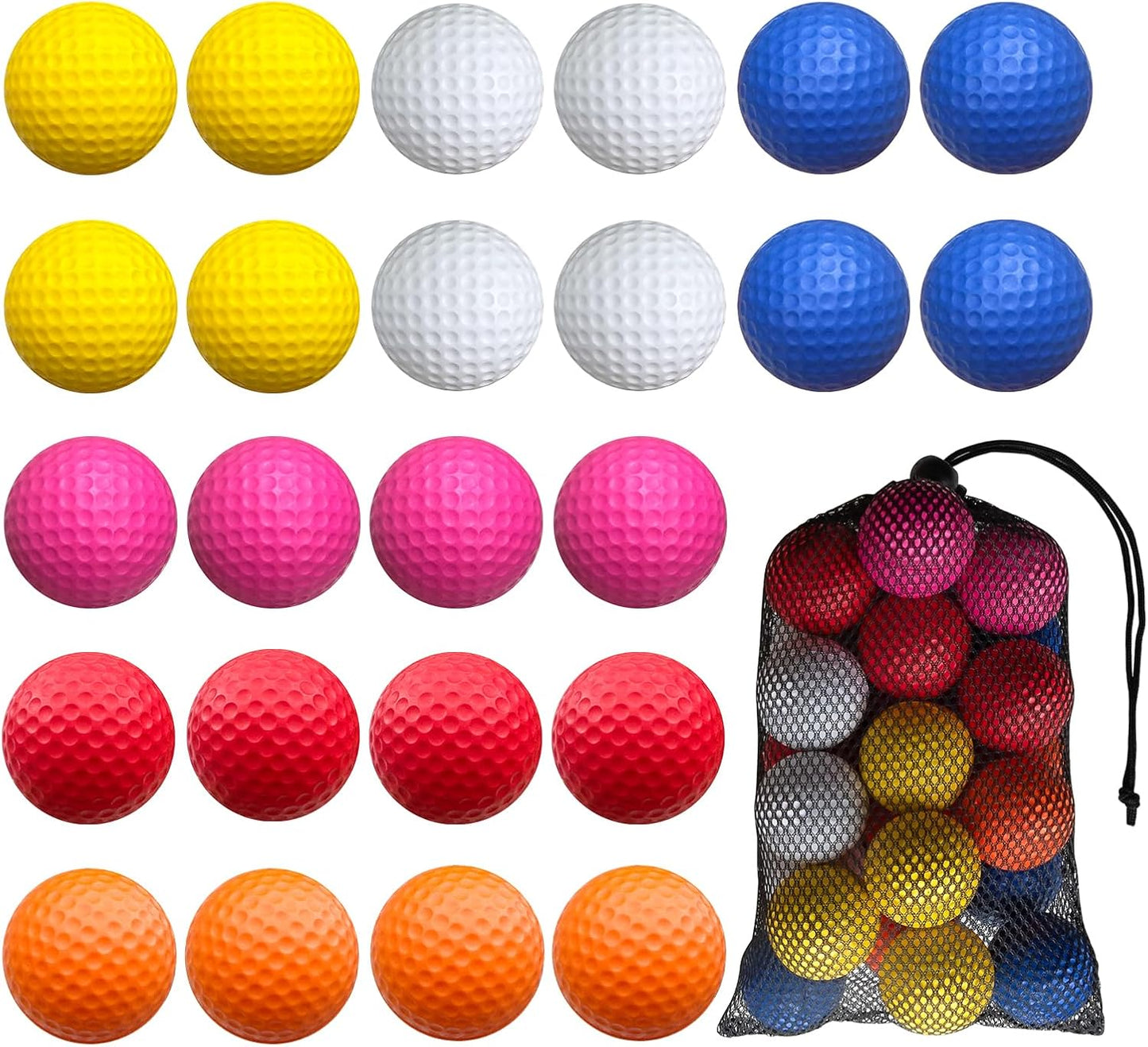24 Pack Foam Golf Practice Balls,Practice Golf Balls for Backyard,Realistic Feel and Limited Flight Soft Golf Balls for Indoor or Outdoor Training