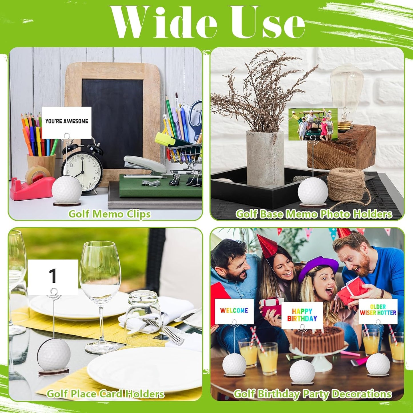 24 Pcs Golf Ball Base Memo Clip Holder Metal Wire Table Number Card Place Holders Stand Note Paper Clip Name Place Card Golf Centerpieces for Picture Note Card Menu Wedding Party Office