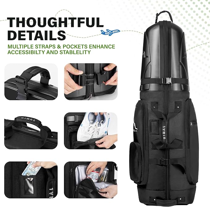 Golf Travel Bag with Hard Case Top, 1680D Heavy Duty Oxford Golf Club Travel - Image 4