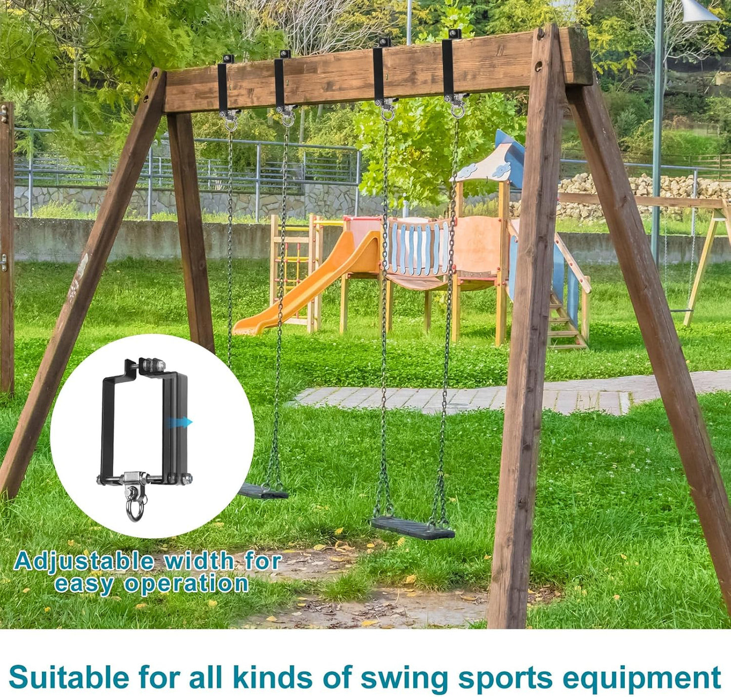 Heavy Duty Swing Hangers Swing Set Accessories for Wooden Sets Snap Hooks Hardware Swing Set Attachments Porch Playground Indoor/Outdoor 660LB Capacity (2 Pcs)