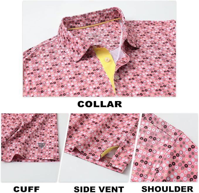 M MAELREG Mens Golf Shirt Short Sleeve Dry Fit Print Moisture Wicking - Image 5