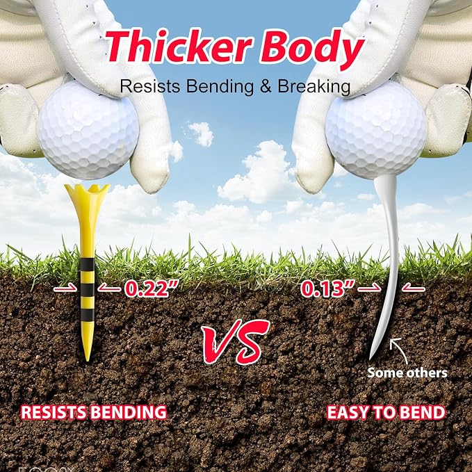Professional Plastic Golf Tees 100 Pack, Enhanced Durability & Stability - Image 2