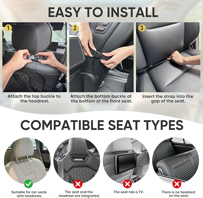 BALEINE Backseat Car Organizer, Back Seat Car Organizers and Storage, Kick Mats - Image 7