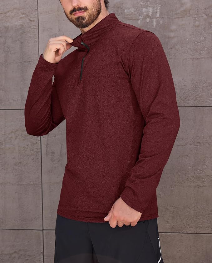 KEFITEVD Men's Quarter Zip Pullover Fleece Lined Long Sleeve Golf Shirt 1/4 Zip - Image 7