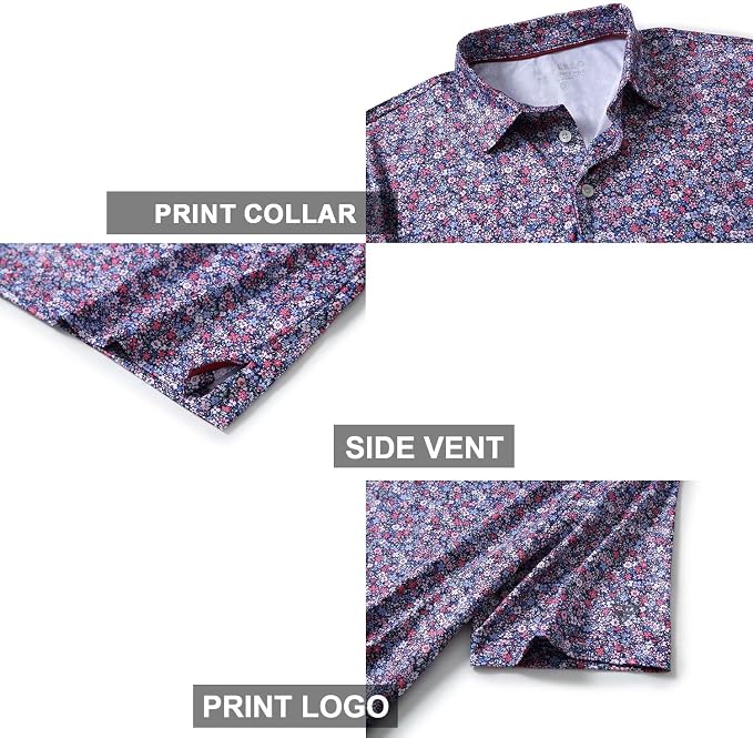 Golf Shirts for Men Dry Fit Short Sleeve Print Performance Moisture Wicking - Image 4