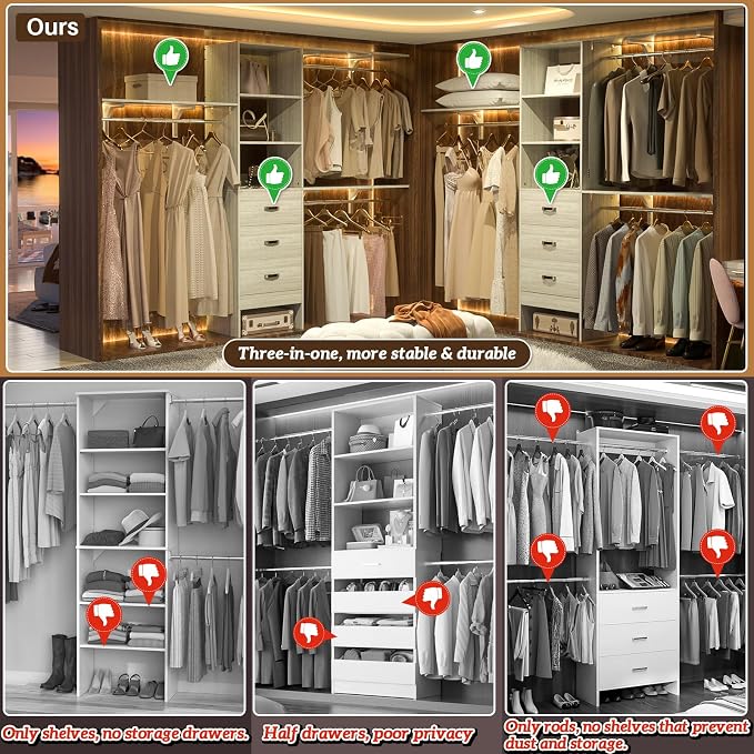 8FT Closet System, Wall Mount Bedroom Wardrobe - Image 2