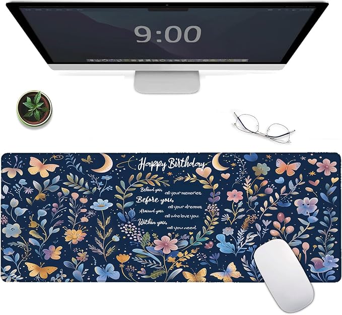 Happy Birthday Large Gaming Mouse Pad, Festival Party Desk Mat, by Unknown