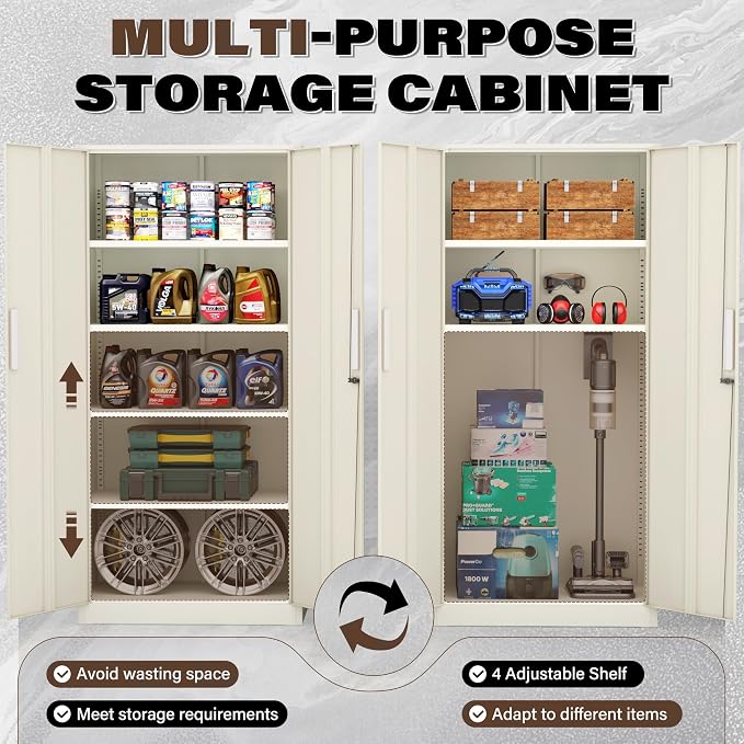 Incbruce 72” Metal Storage Cabinet, Locking Steel Storage Cabinets - Image 9