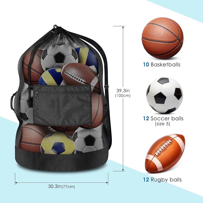 BROTOU 40" x 30" Extra Large Sports Ball Bag, Upgrade Thicken Ball Bags - Image 3