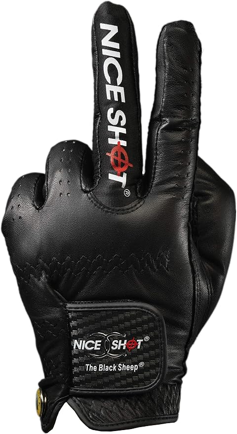 Nice Shot The Bird Men's Golf Glove in Black Cabretta Leather by NiceShot