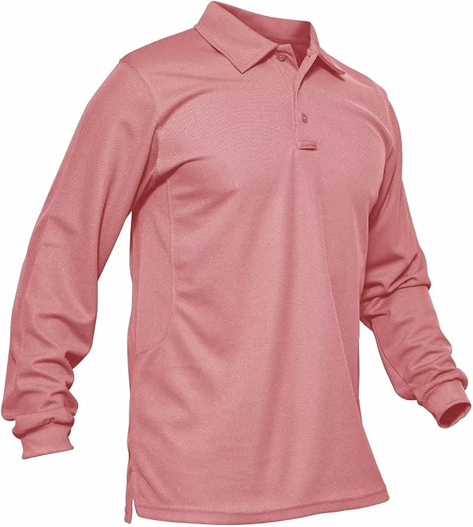 MAGCOMSEN Men's Polo Shirts 3 Button Quick Dry Performance Long Sleeve Tactical by MAGCOMSEN