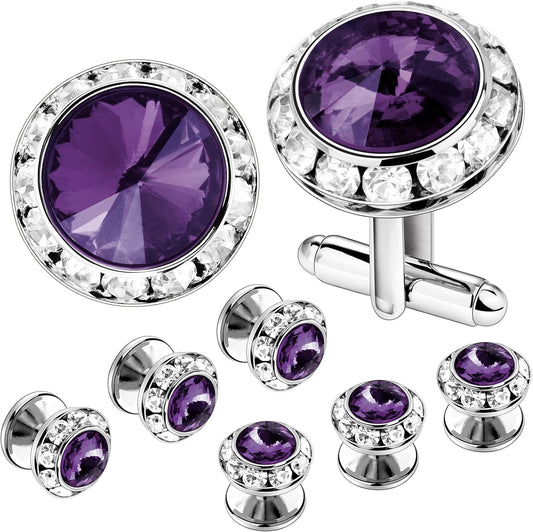 HAWSON Birthstone Tuxedo Studs and Cufflinks Set for Men's Suit Tuxedo Formal Dress Shirt Wedding Business Party Accessories