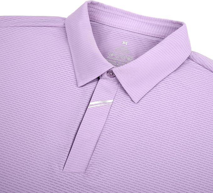 Esabel.C Jacquard Golf Shirts for Men Moisture Wicking Short Sleeve Performance - Image 2
