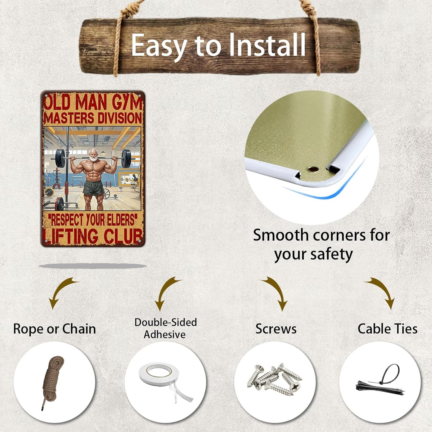 Gym Posters Old Man Gym Metal Tin Sign Weightlifting Signs Home Gym Man Tin Sign Gym Bar Pub Sign Poster Garage Bar Pub 8x12 Inch