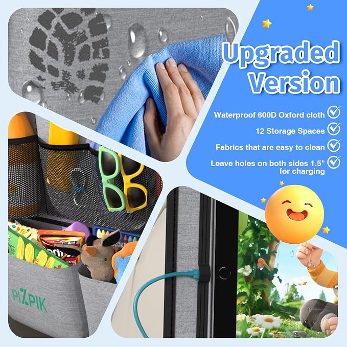 Car Backseat Organizer with Tablet Holder, 11 Storage Pockets with Foldable - Image 2
