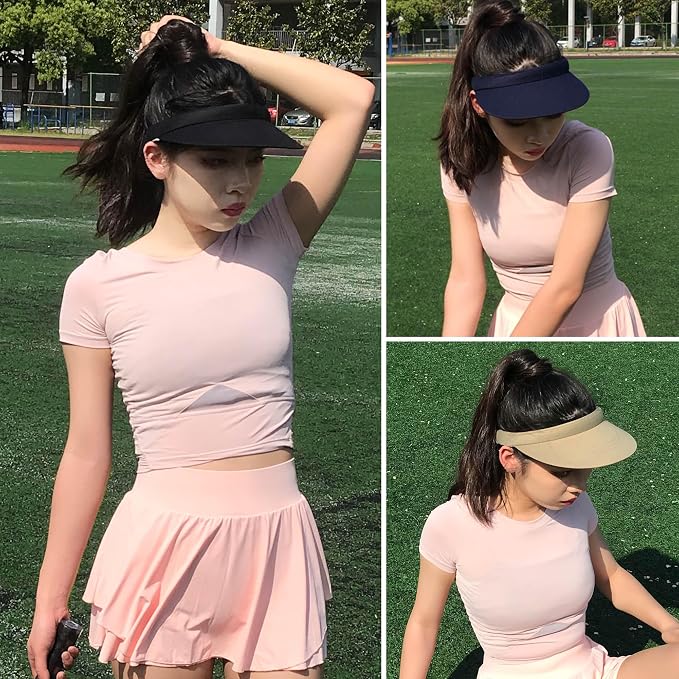 3 Pack Sports Sun Visor Hat Women Men Adjustable Clip On Visors Outdoor Golf - Image 3