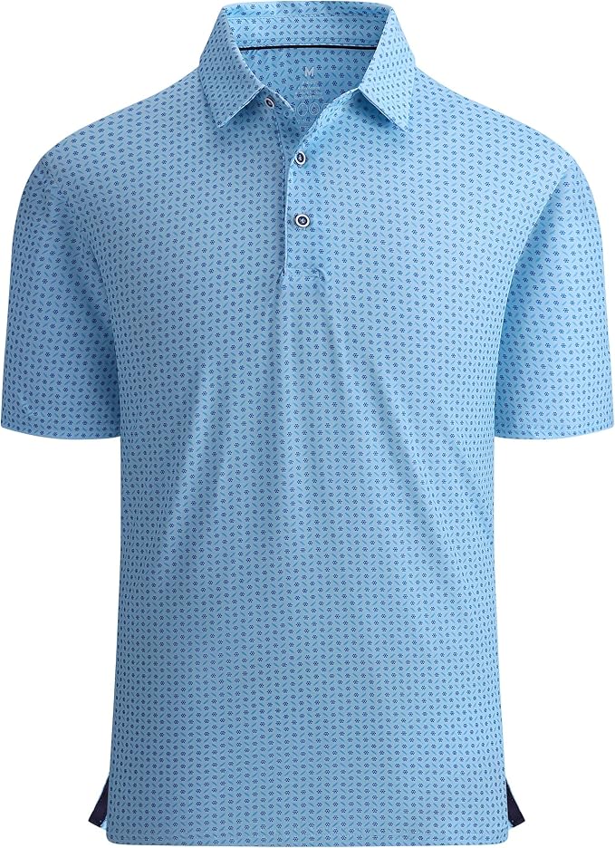 Esabel.C Golf Shirts for Men Dry Fit Performance Short Sleeve Print Moisture by EsabelC