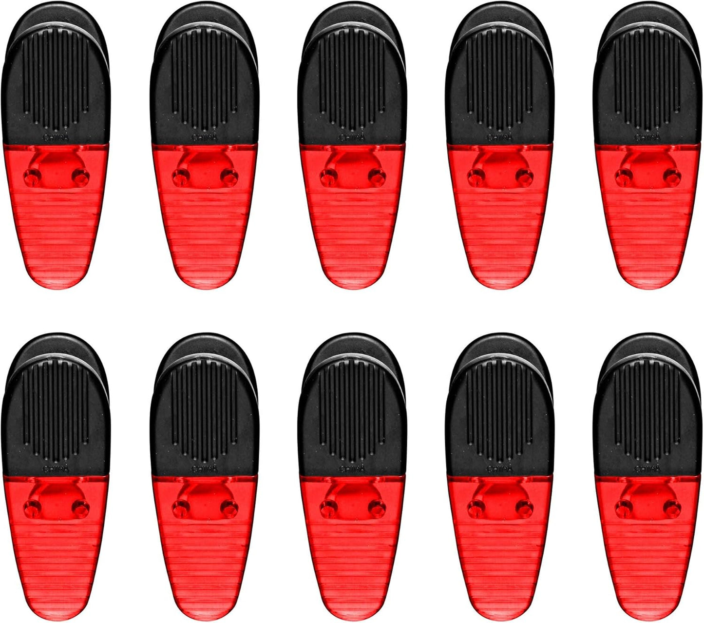 10 Magnetic Memo Holders Set - Large Clip, Plastic - TRed