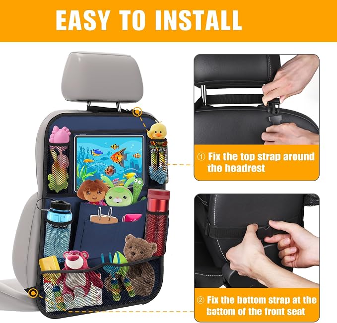 Car Backseat Organizer with 11" Table Holder, 10 Storage Pockets Seat Back - Image 6