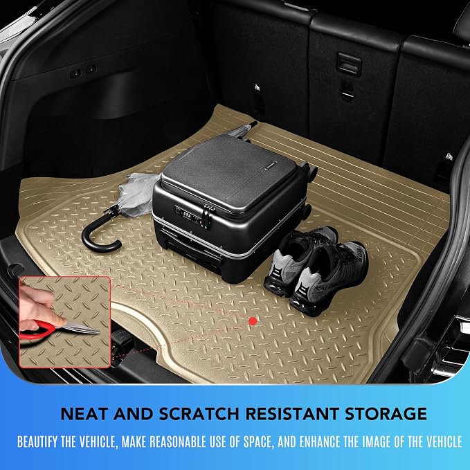 PIC AUTO Trunk Cargo Liner, Heavy Duty Rubber Floor Mats, Trimmable to Fit - Image 7