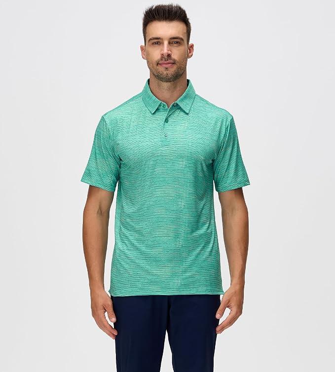 Esabel.C Jacquard Golf Shirts for Men Moisture Wicking Short Sleeve Performance - Image 4