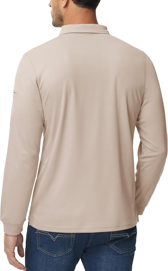 MAGCOMSEN Men's Polo Shirts 3 Button Quick Dry Performance Long Sleeve Tactical - Image 5