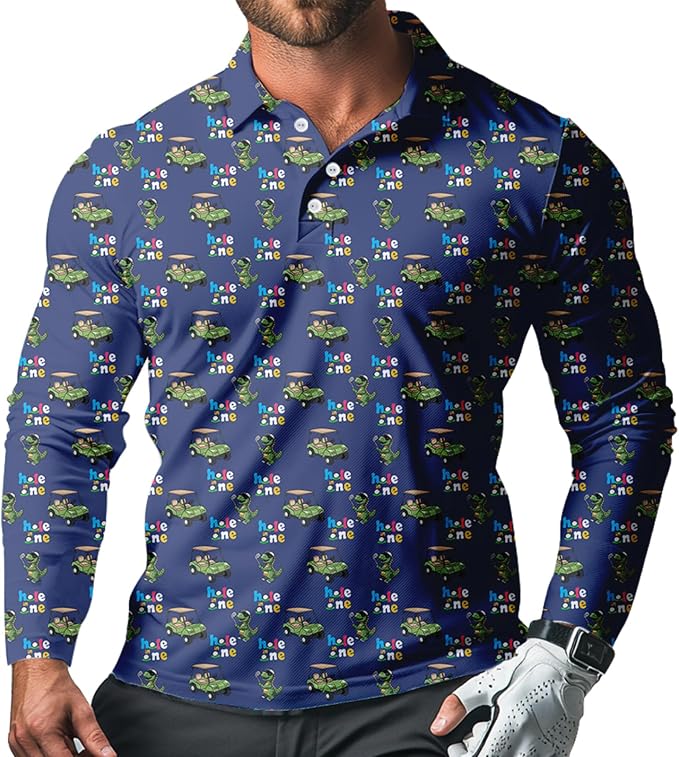 Men's Long Sleeve Golf Shirt Quick Dry 3 Button Work Fishing Outdoor Casual by SQPO
