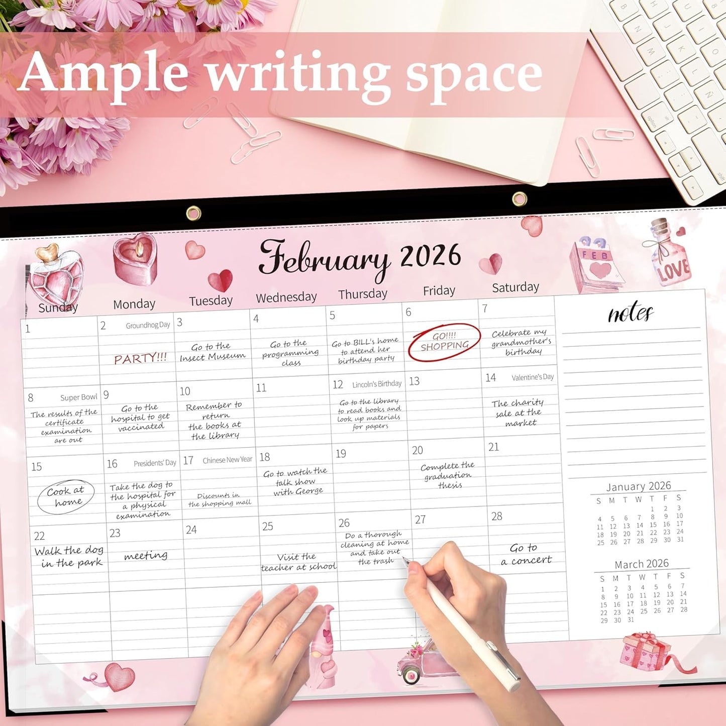 GuassLee Extra Large Desk Calendar 2025-2026 - 19 Months 20" x 30" Jumbo Desk Calendar from Jun. 2025 to Dec. 2026, Large Monthly Planner with Watercolor Design for Office School Home Organizing
