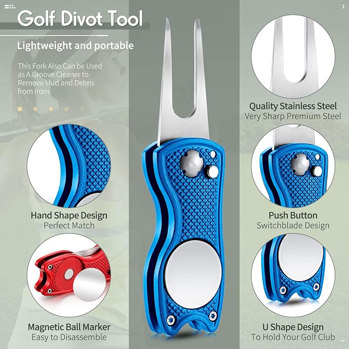 Skylety 4 Pcs Golf Divot Repair Tool Metal Foldable Golf Divot Tool - Image 3